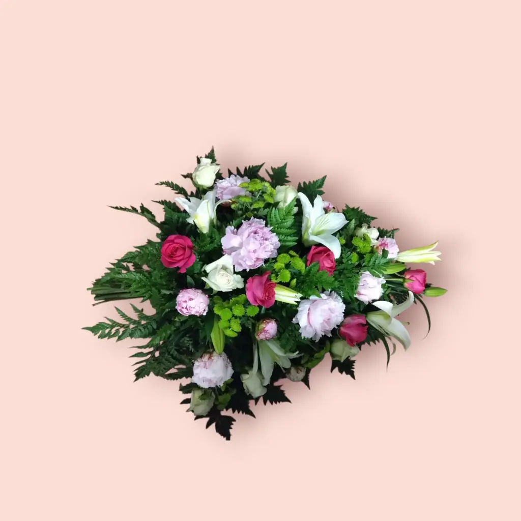 Gerbe main reconstituée rose et blanc