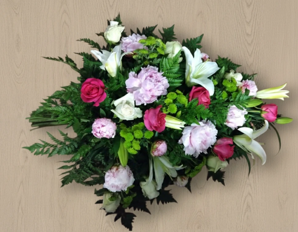 Gerbe main reconstituée rose et blanc