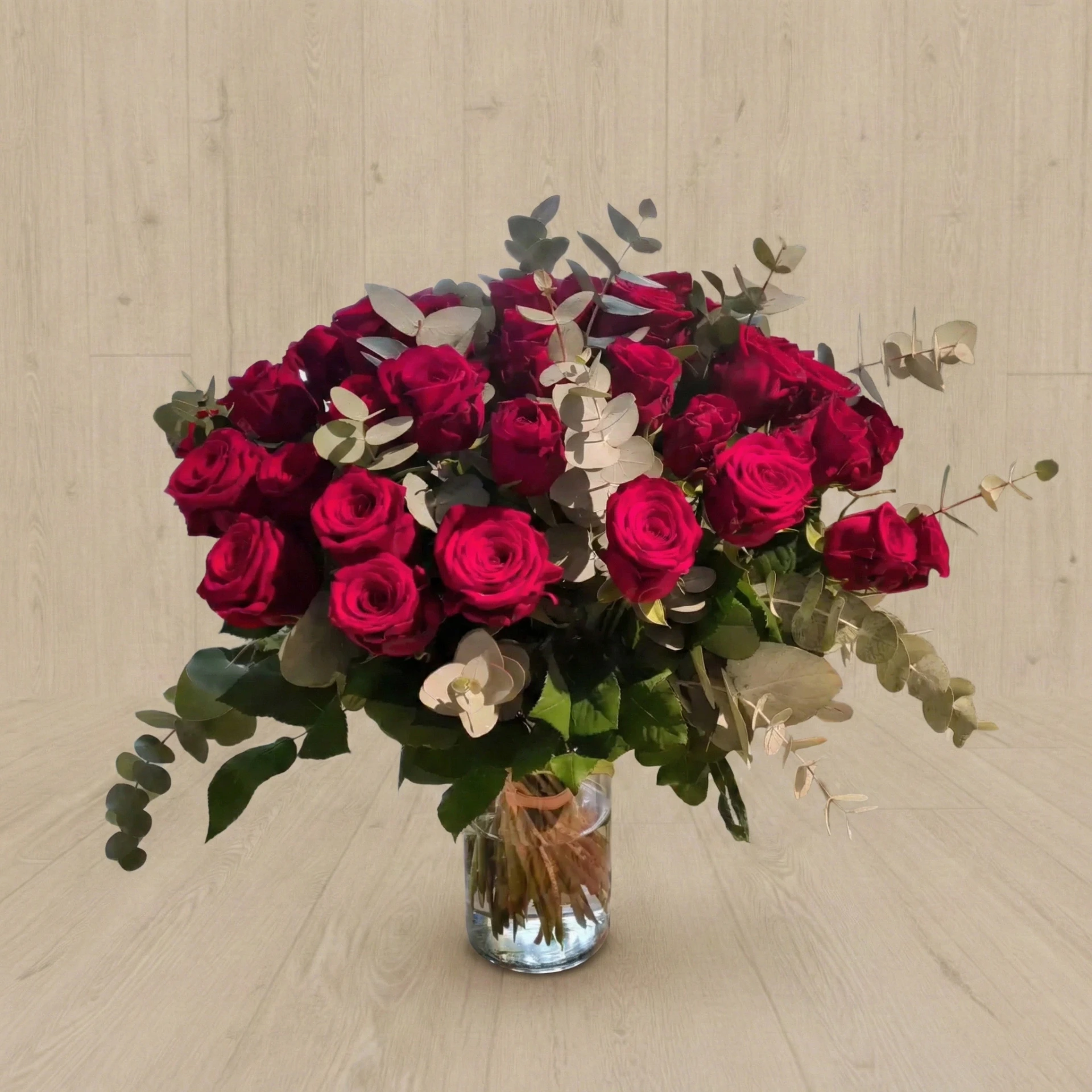 Bouquet de 45 Roses Rouge + vase