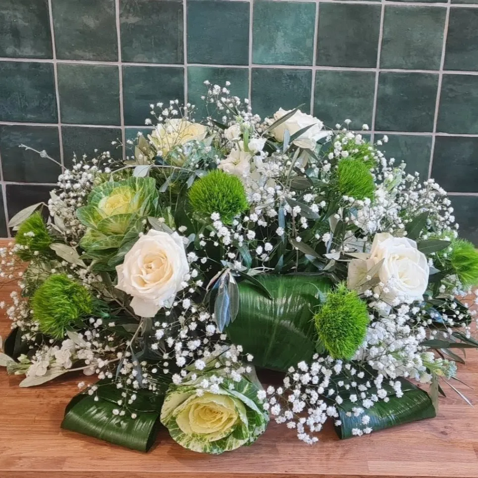 Coussin blanc & vert 