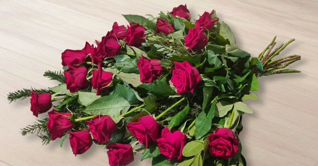 Gerbe à main roses rouges 