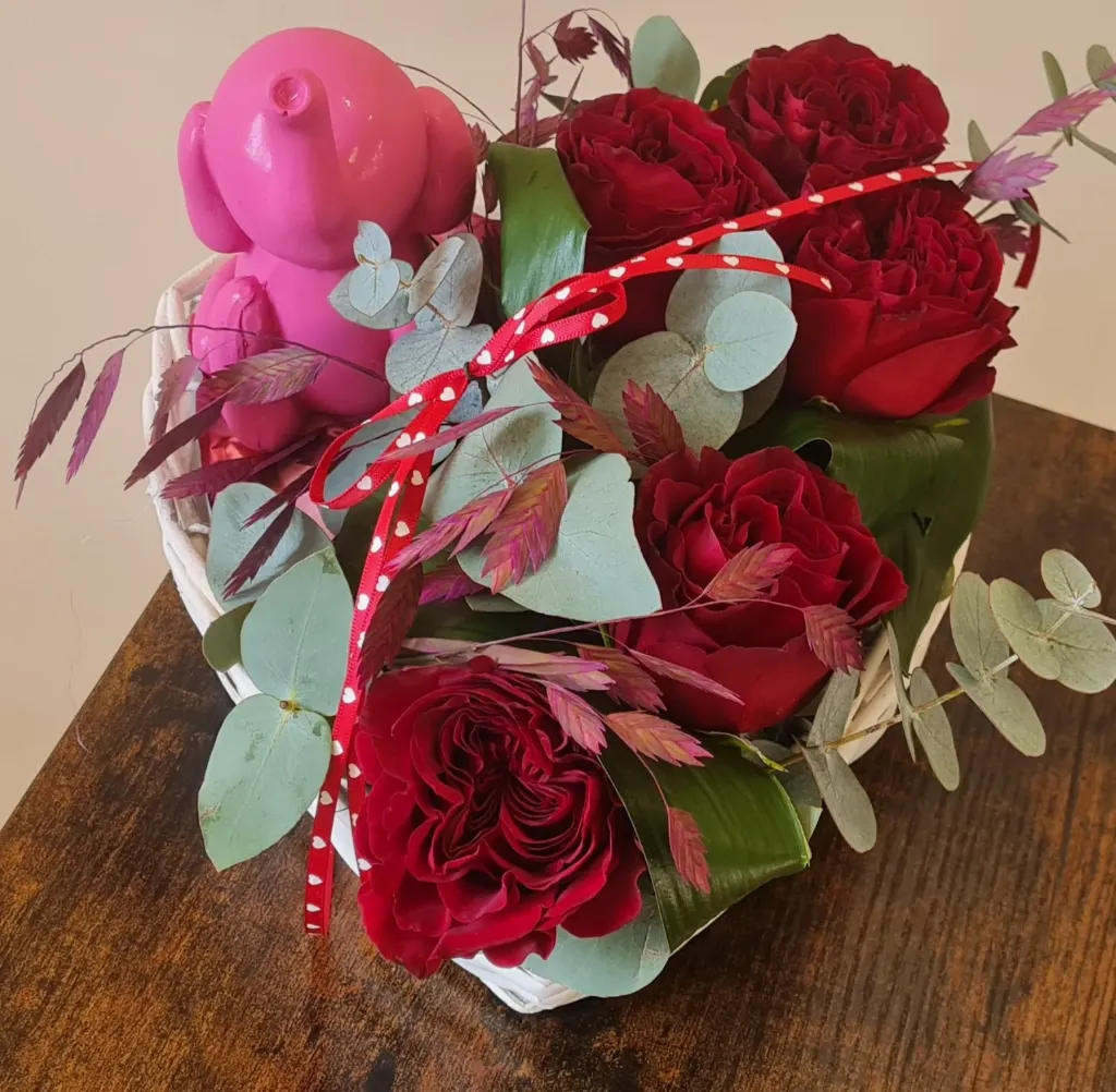 Cœur roses & éléphant