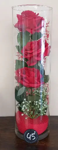 Roses vase verre